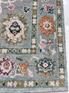 Hand Knotted Oushak Rug Grey Turkish Wool Area Rug
