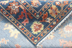 Hand-Knotted Oushak Wool Rug - Authentic Turkish Style Area Rug in Navy Blue