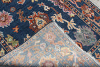 Hand-Knotted Oushak Wool Rug - Authentic Turkish Style Area Rug in Navy Blue