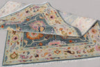 Hand Knotted Wool Oushak Rug, Slate Blue Sage Green Turkish Area Rug