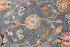 Hand Knotted Wool Oushak Rug, Slate Blue Sage Green Turkish Area Rug