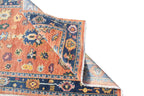 Hand Knotted Oushak Rug Orange Blue Turkish Wool Area Rug