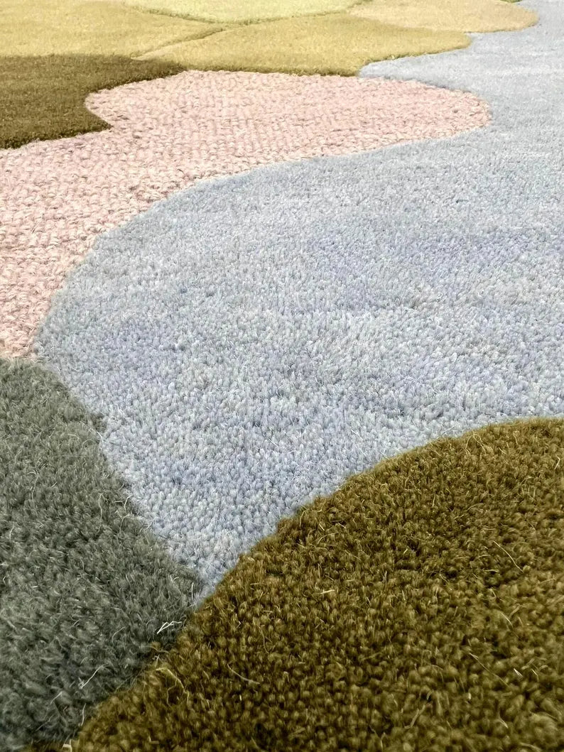 Hand Tufted Abstract Pebble Wool Area Rug