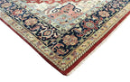 Hand Knotted Wool Heriz Serapi Rug - Red Navy Blue Traditional Persian Area Rug