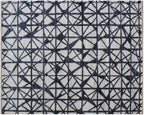 Hand Knotted Wool Blend Rug, Gray Charcoal Geometric Pattern, 8x10