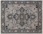 8x10 ft Hand-Knotted Serapi Wool Rug - Transitional Grey & Slate