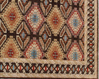 Hand Knotted Wool Rug, Multi Brown Santa Fe Pattern, 8x10 9x12