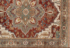 8x10 ft Hand-Knotted Oushak Style Wool Rug - Rust & Sage Heritage Medallion