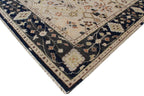 8x10 Hand-Knotted Wool Rug | Vintage Beige & Black Oushak Design