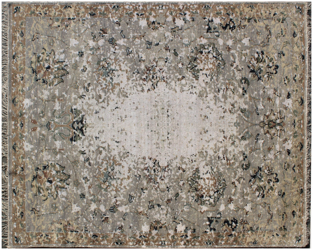 Hand Knotted Modern Rug 8X10 Wool and Bamboo Silk Rug for living room, bedroom and dining room