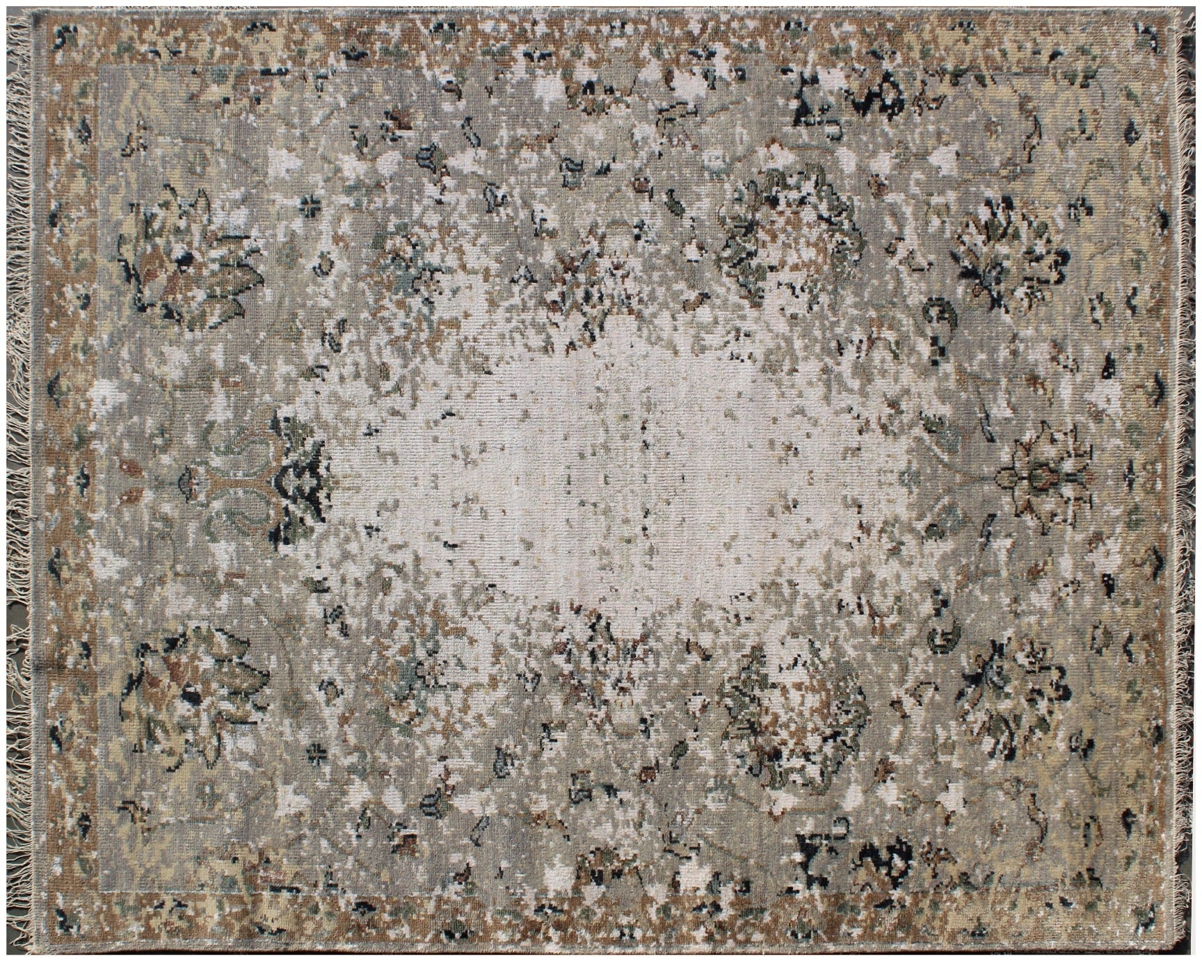 Hand Knotted Modern Rug 8X10 Wool and Bamboo Silk Rug for living room, bedroom and dining room