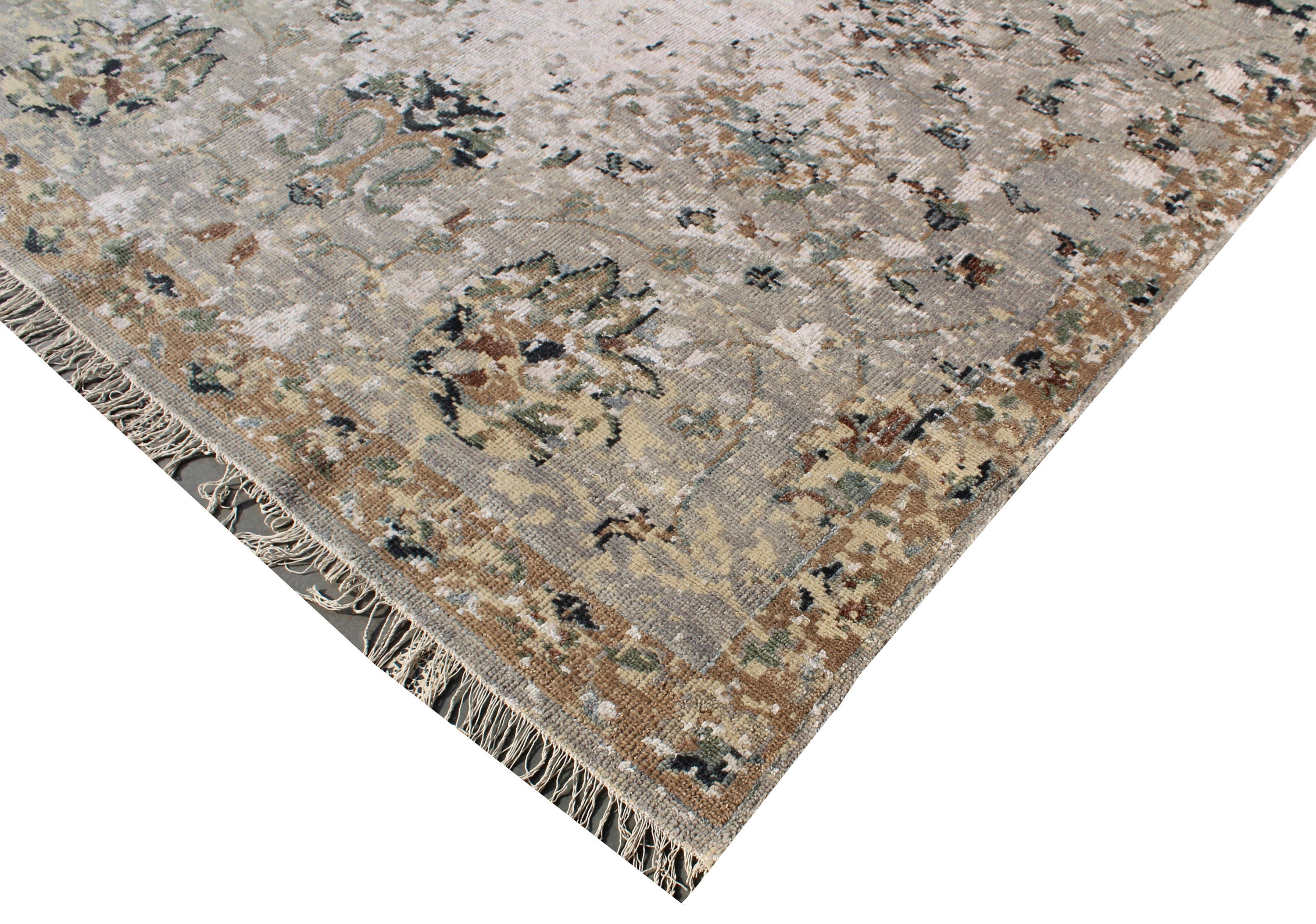 Hand Knotted Modern Rug 8X10 Wool and Bamboo Silk Rug for living room, bedroom and dining room