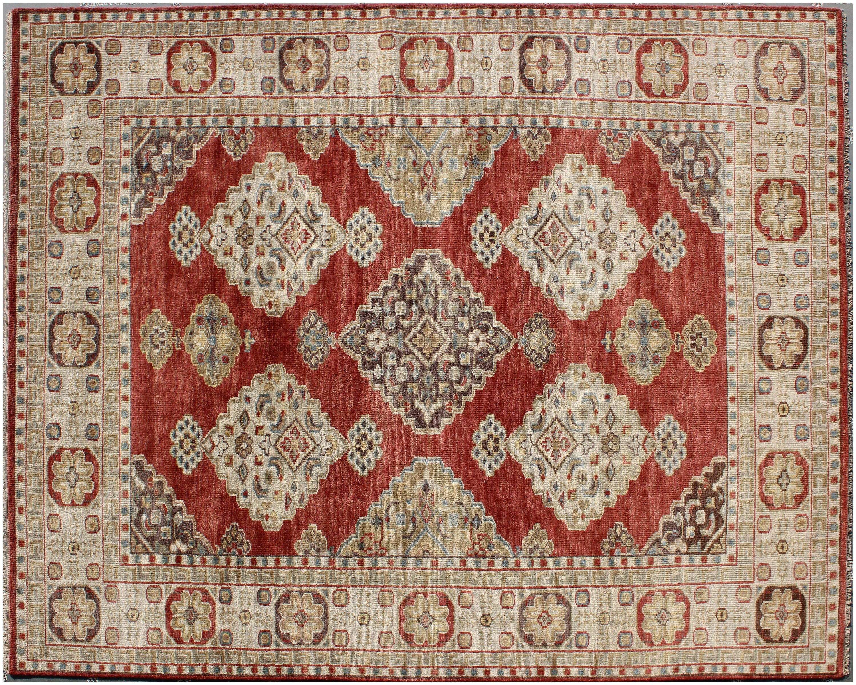 8x10 Hand-Knotted Rust & Beige Wool Rug | Traditional Oushak Style