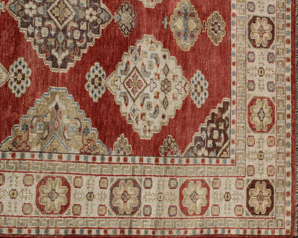 8x10 Hand-Knotted Rust & Beige Wool Rug | Traditional Oushak Style