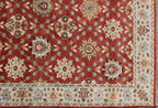8x10 & 9x12 Hand-Knotted Wool Oushak Rug | Terracotta & Ivory Transitional Area Rug