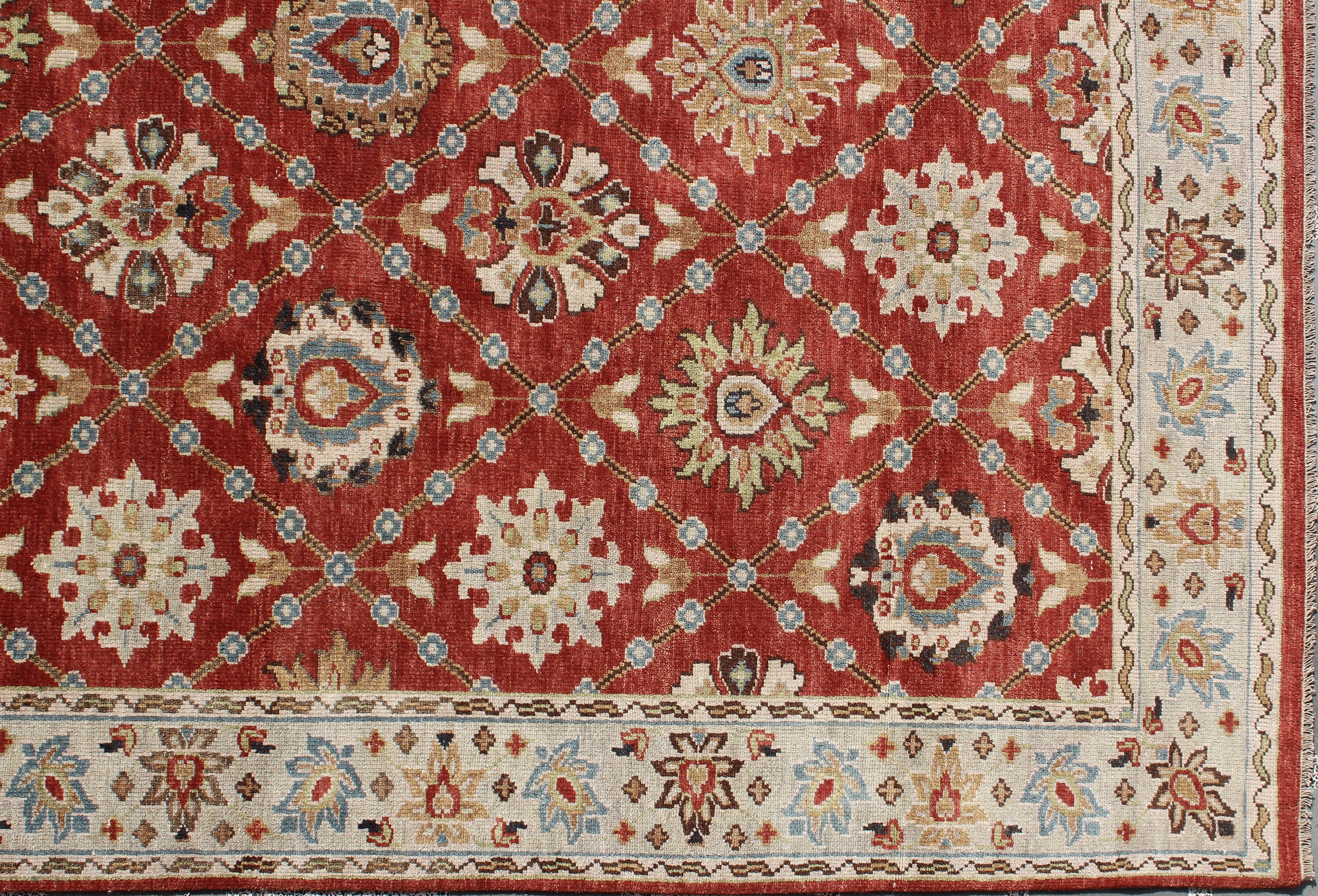 8x10 & 9x12 Hand-Knotted Wool Oushak Rug | Terracotta & Ivory Transitional Area Rug