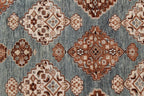 6x9 Blue & Terracotta Traditional Hand-Knotted Wool Rug