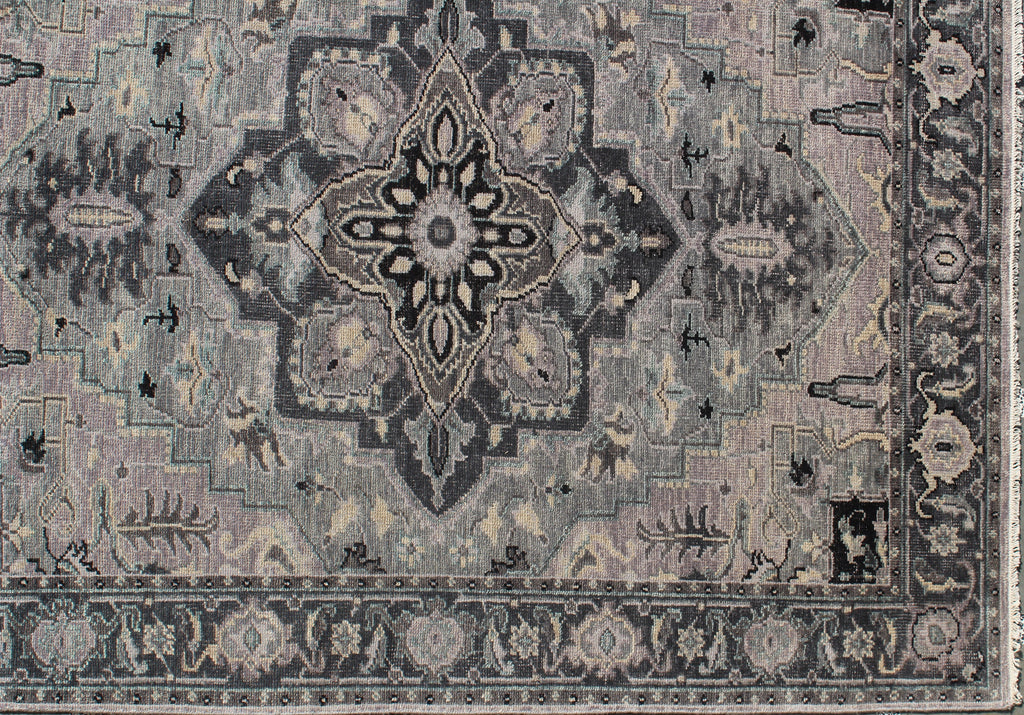 8x10 ft Hand-Knotted Serapi Wool Rug - Transitional Grey & Slate
