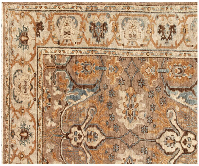 8x10 Hand-Knotted Wool Rug | Terracotta & Slate Blue Traditional Oushak