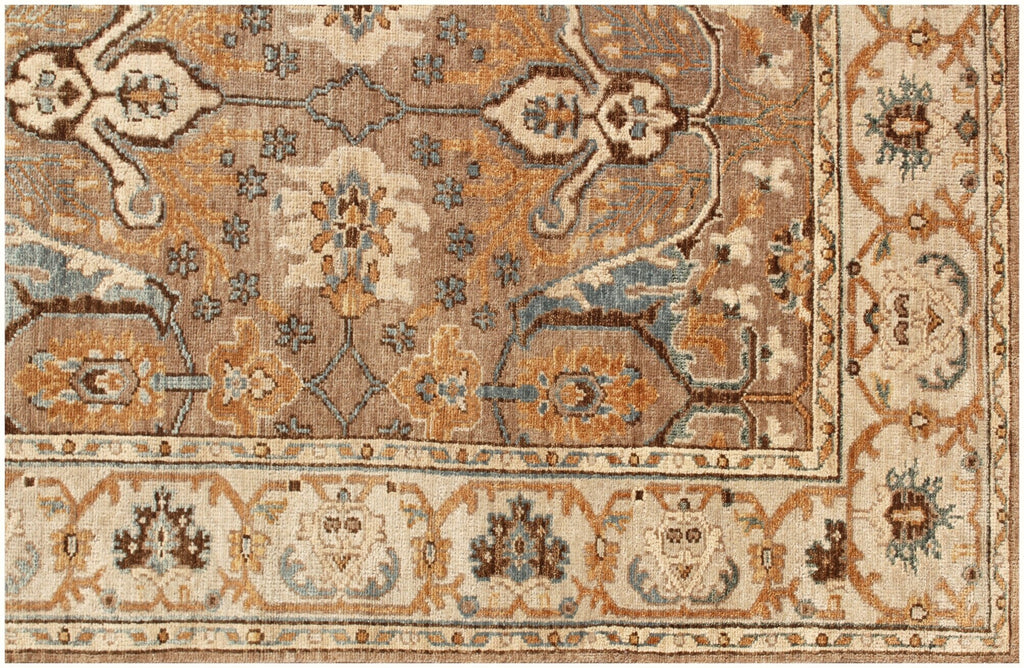 8x10 Hand-Knotted Wool Rug | Terracotta & Slate Blue Traditional Oushak