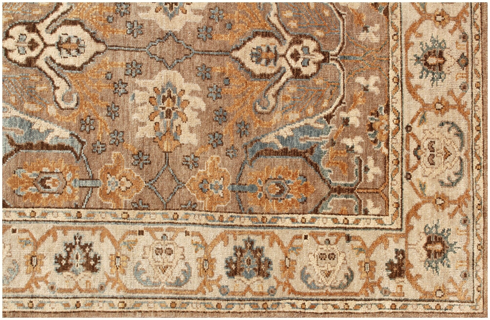 8x10 Hand-Knotted Wool Rug | Terracotta & Slate Blue Traditional Oushak