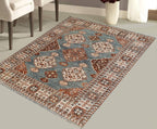 6x9 Blue & Terracotta Traditional Hand-Knotted Wool Rug
