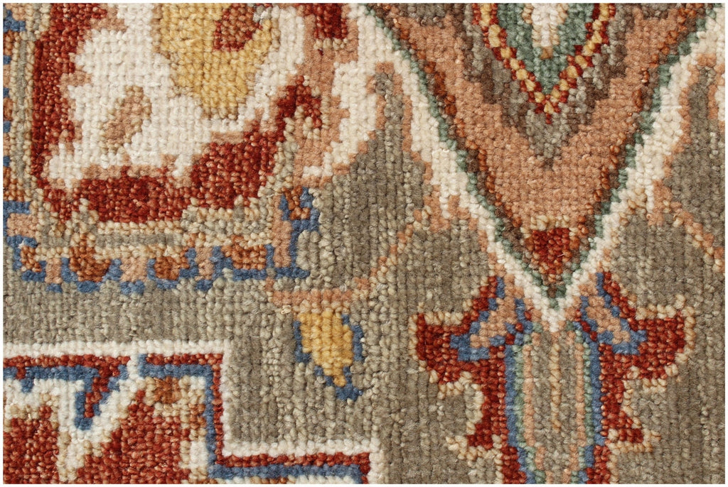 8x10 ft Hand-Knotted Oushak Style Wool Rug - Rust & Sage Heritage Medallion