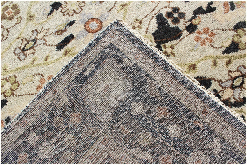 8x10 Hand-Knotted Wool Rug | Vintage Beige & Black Oushak Design