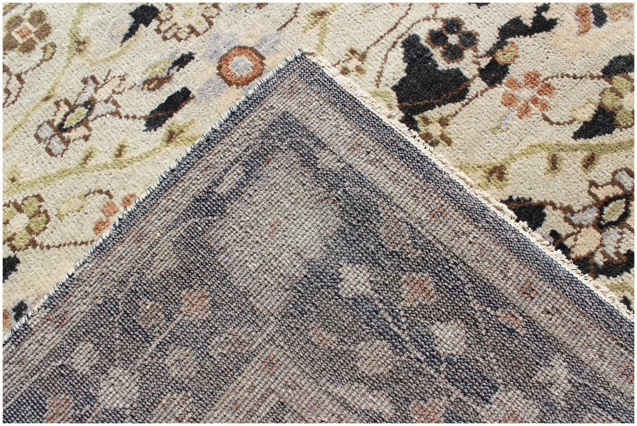 8x10 Hand-Knotted Wool Rug | Vintage Beige & Black Oushak Design