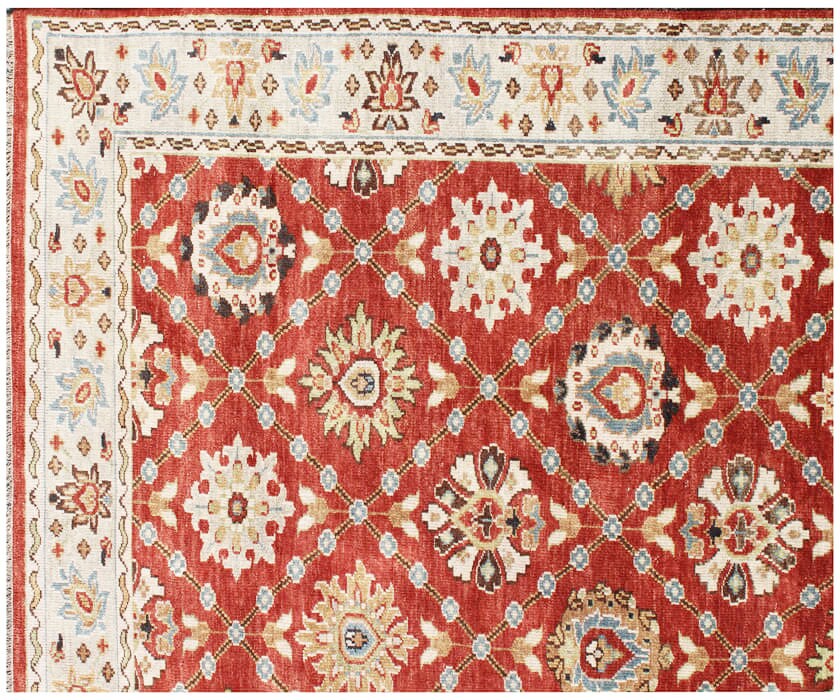 8x10 & 9x12 Hand-Knotted Wool Oushak Rug | Terracotta & Ivory Transitional Area Rug