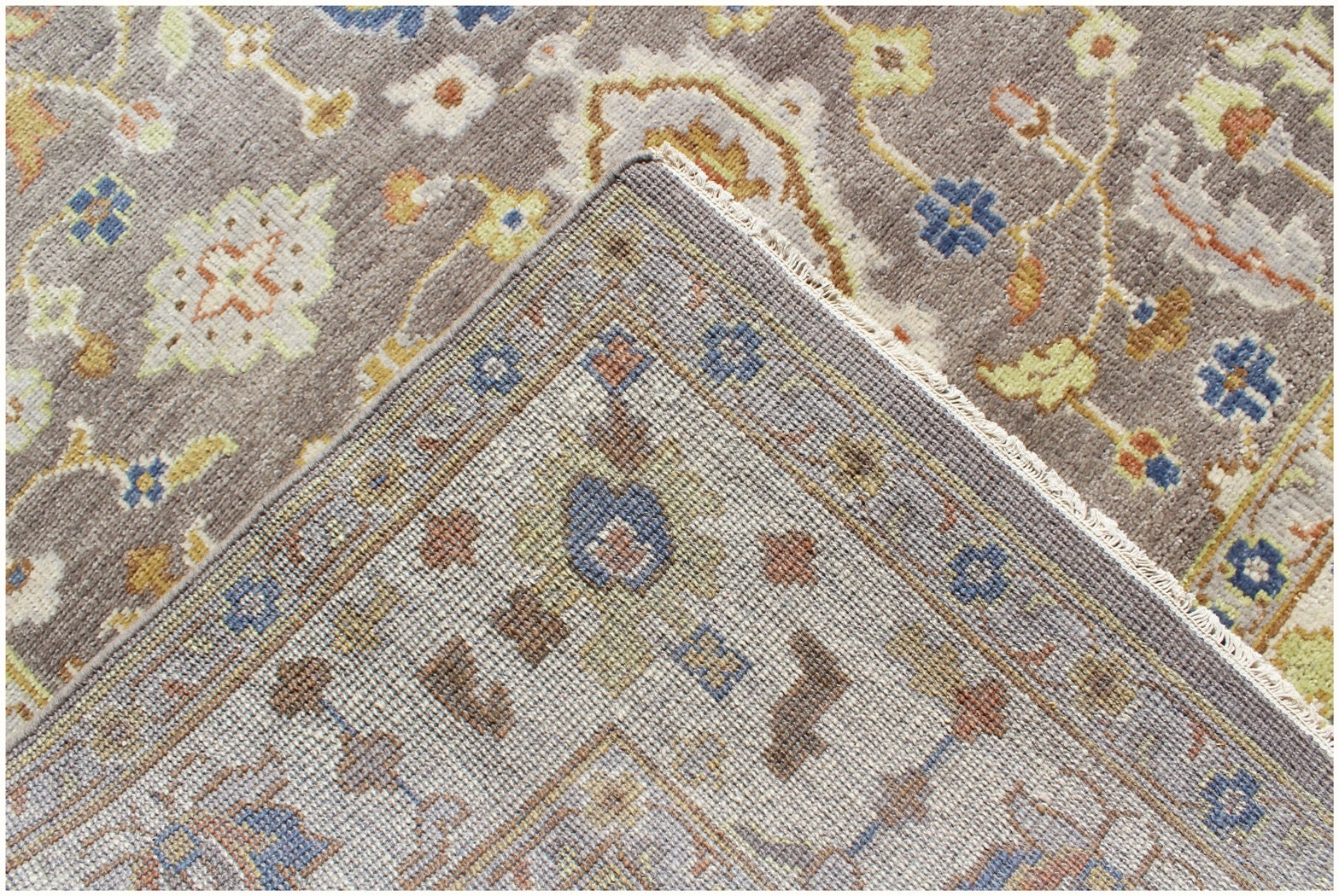 8x10 Hand-Knotted Wool Rug | Earthy Taupe & Oushak Inspired Design
