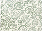Hand Tufted Ivory Wool Rug, Green Floral Looped Pile (5X8)