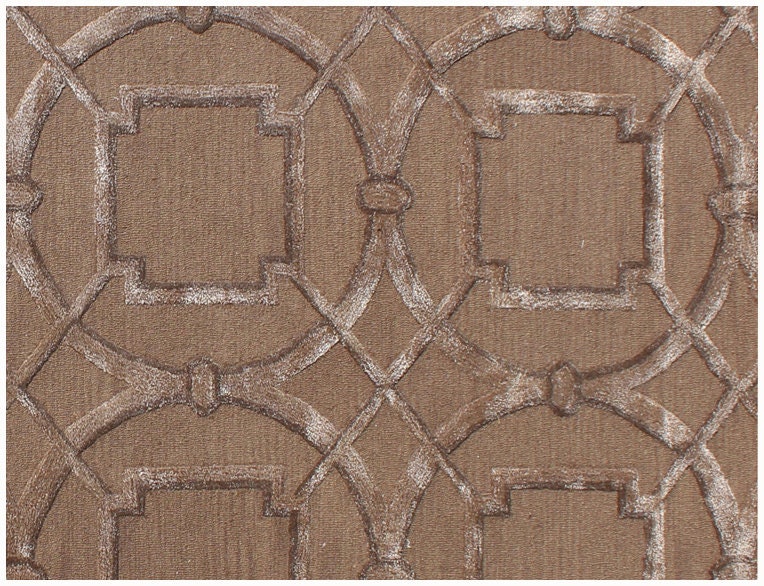 Hand Tufted Brown Wool & Viscose Rug, Geometric Modern Design