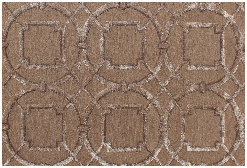 Hand Tufted Brown Wool & Viscose Rug, Geometric Modern Design