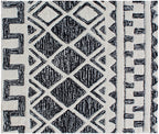5x8 ft Hand-Tufted Geometric Tribal Rug | Ivory & Charcoal Grey