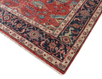 8x10 ft Hand-Knotted Wool Oushak Rug | 9x12 ft Terracotta & Slate Blue
