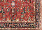 8x10 ft Hand-Knotted Wool Oushak Rug | 9x12 ft Terracotta & Slate Blue