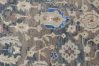 8X10 ft Hand Knotted Gray Beige Traditional Pattern Wool and Viscose Rug for living room