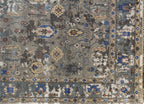 Hand Knotted 8x10 Wool and Bamboo Silk Rug, Gray Blue Transitional Design
