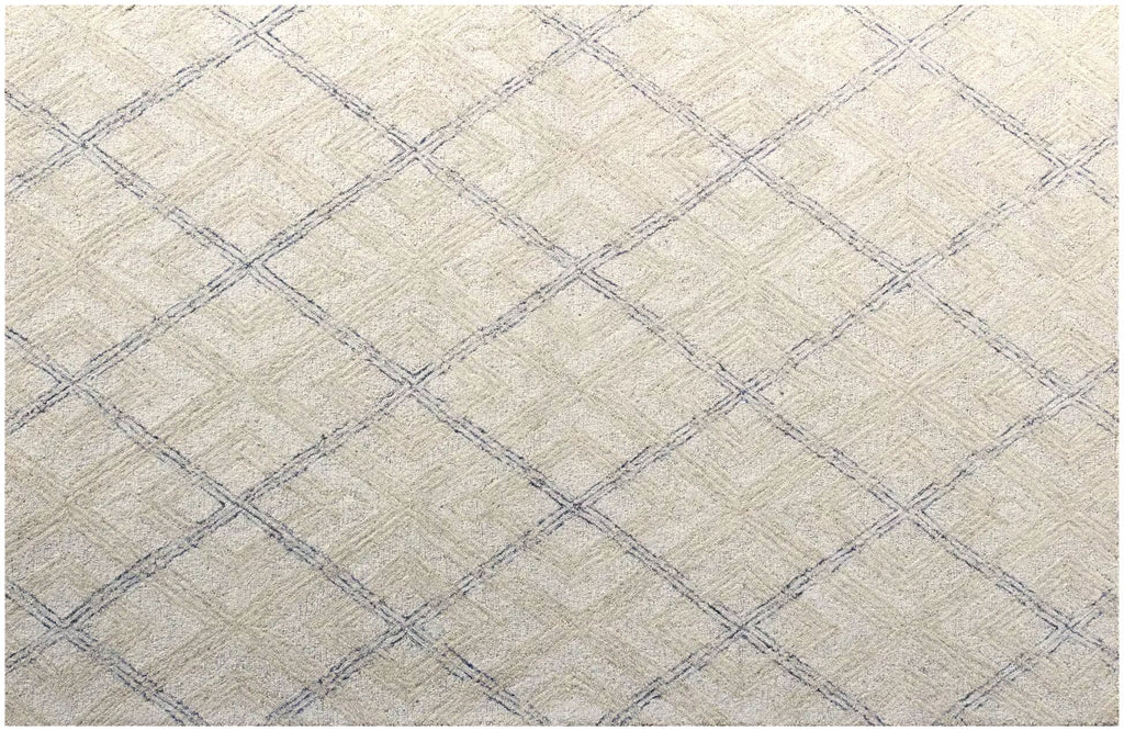 Hand Tufted Ivory Wool Rug, Geometric Looped Pile, Minimalist Design
