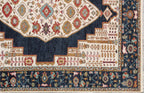 8x10 ft Hand-Knotted Blue & Cream Transitional Medallion Wool Rug