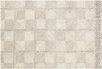 Hand Tufted Ivory Wool Rug, Geometric Modern Minimalist Design