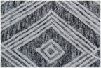 Hand Tufted Wool Rug, Charcoal Ivory Geometric Looped Pile