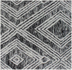 Hand Tufted Wool Rug, Charcoal Ivory Geometric Looped Pile