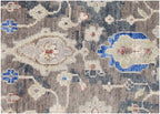 8X10 ft Hand Knotted Gray Beige Traditional Pattern Wool and Viscose Rug for living room
