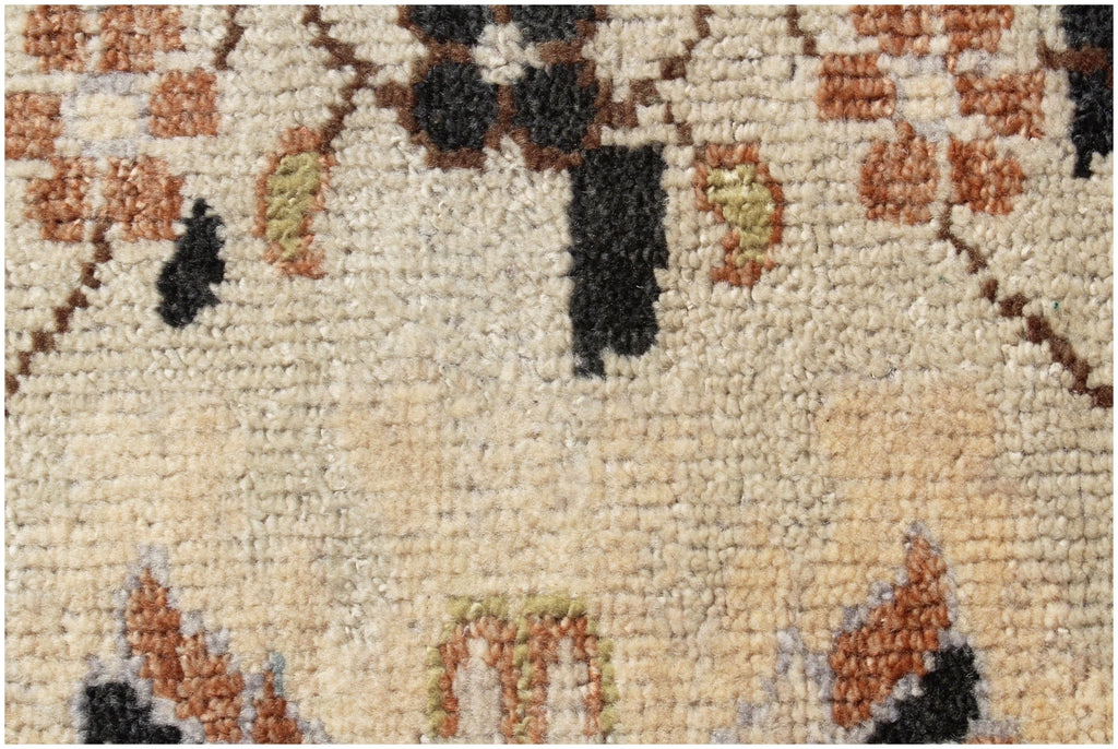 8x10 Hand-Knotted Wool Rug | Vintage Beige & Black Oushak Design