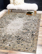 Hand Knotted Modern Rug 8X10 Wool and Bamboo Silk Rug for living room, bedroom and dining room