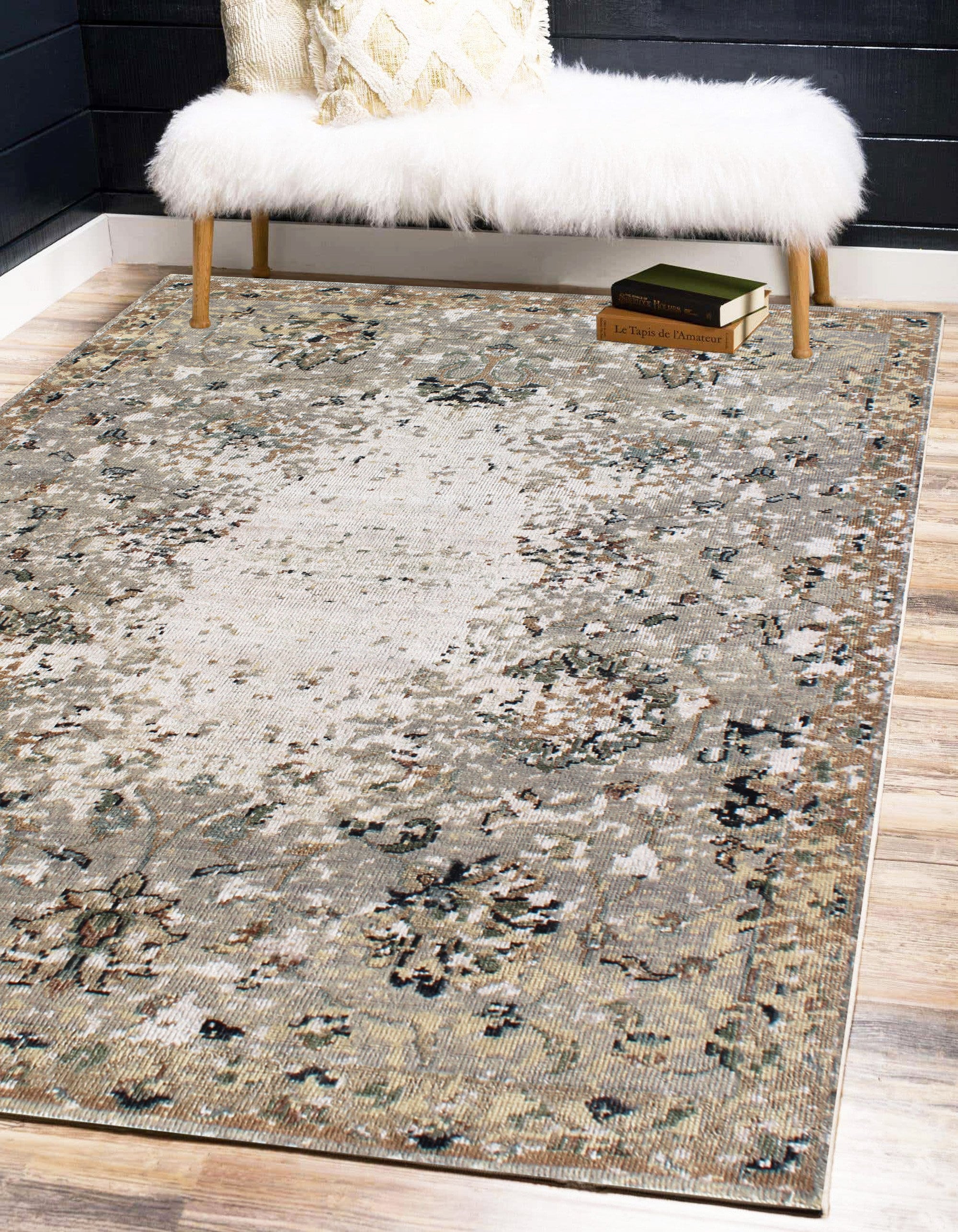 Hand Knotted Modern Rug 8X10 Wool and Bamboo Silk Rug for living room, bedroom and dining room