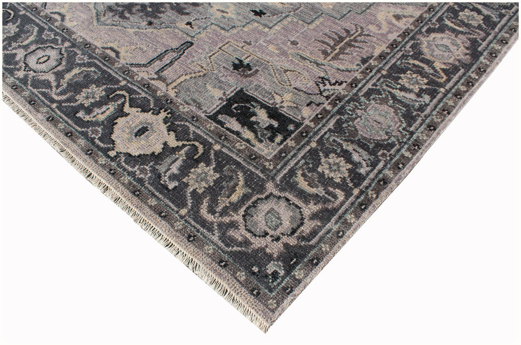 8x10 ft Hand-Knotted Serapi Wool Rug - Transitional Grey & Slate