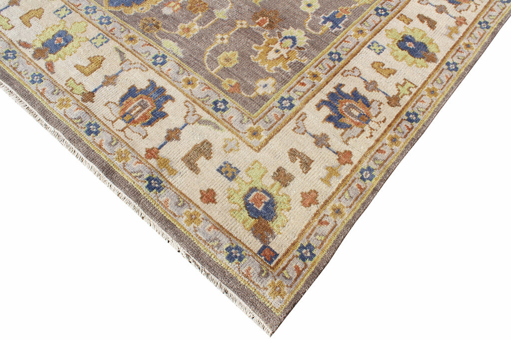 8x10 Hand-Knotted Wool Rug | Earthy Taupe & Oushak Inspired Design